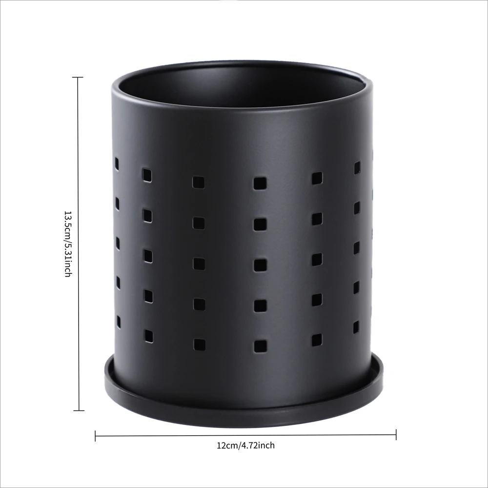 Black Stainless Steel Cutlery Holder - Large - Size Kitchen Storage Container for Knives, Forks & Chopsticks, Easy to Clean - Image 6