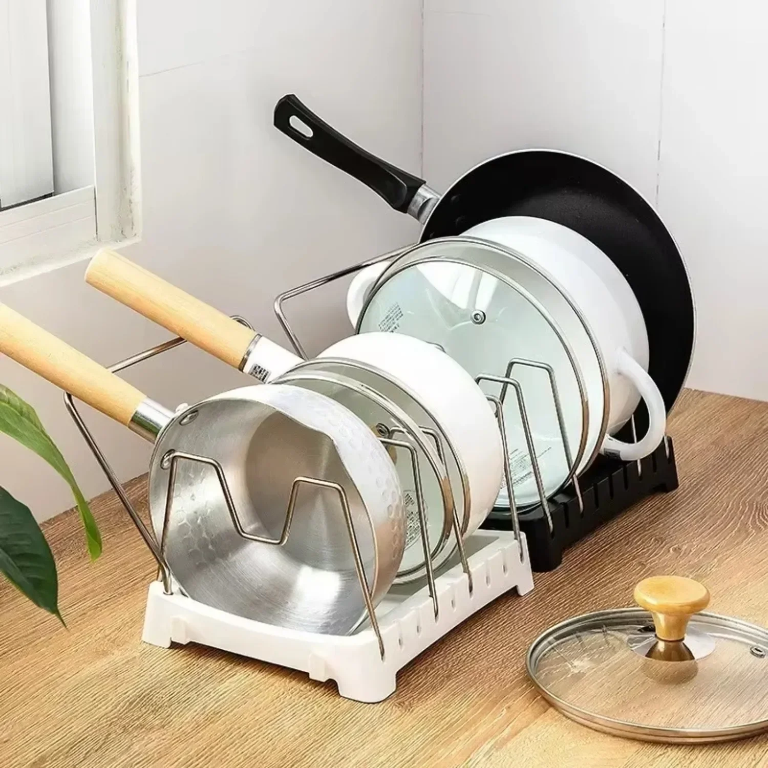 Expandable Pots and Pans Storage Rack for Cabinets Pot and Lid Holder with 6 Adjustable Shelves for Kitchen Organization Tools - Image 4