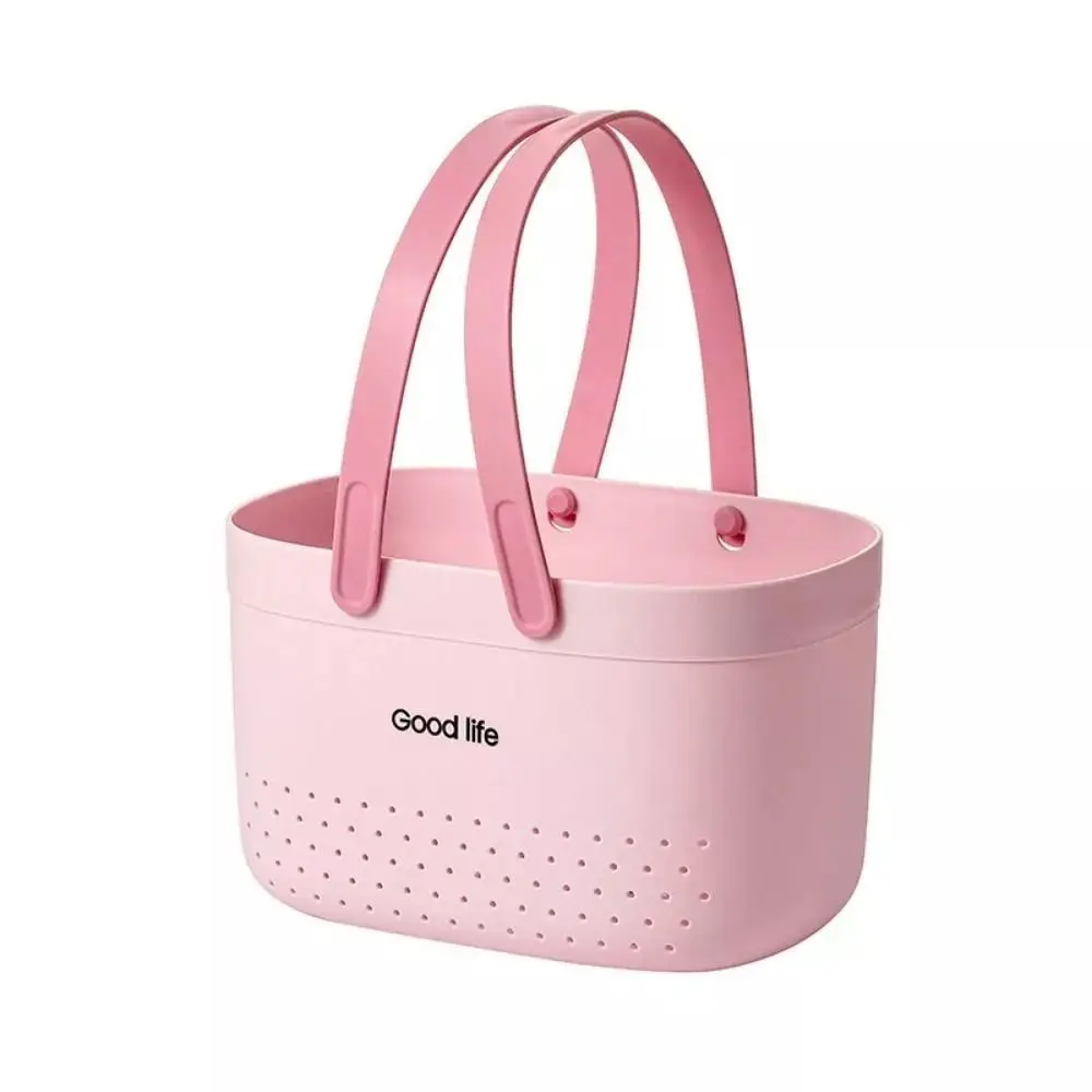 New Large Capacity Wash Basket Plastic Portable Bath Basket Silicone Handheld Space Saving Sundries Storage Basket - Image 10