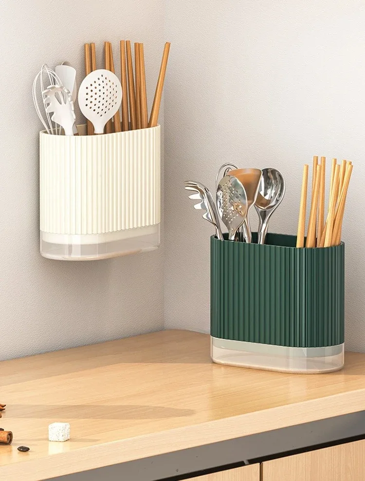 Household Kitchen Wall Mount Chopsticks Holder Drain Dry Utensil Organizer No Drill Kitchen Countertop Storage for Spoon Fork - Image 17