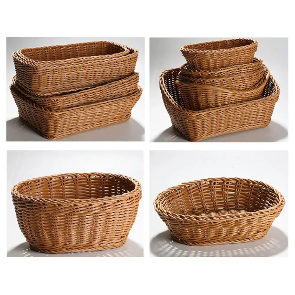 New Hardness Rattan Wicker Woven Serving Baskets Household 10 Styles Handwoven Bread Fruit Vegetables Basket Rattan Basket - Image 19