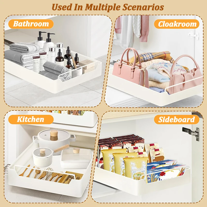 Kitchen Storage Box with Sliding Rail Pull-out Cabinet Storage Rack Spice Pantry Shelves Drawer Kitchen Organizer Basket - Image 5