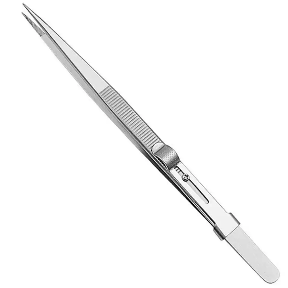 Adjustable Self Clamping Tweezers Jewelry Making Tool Slide Lock Stainless Steel Tweezers Electronic Component Repair Tools - Image 7
