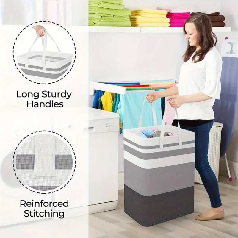 75L Large Laundry bags Baskets with Handles Durable Dirty Clothes Hamper Storage Basket for Home Dorm Hotels Laundry 2030 - Image 2