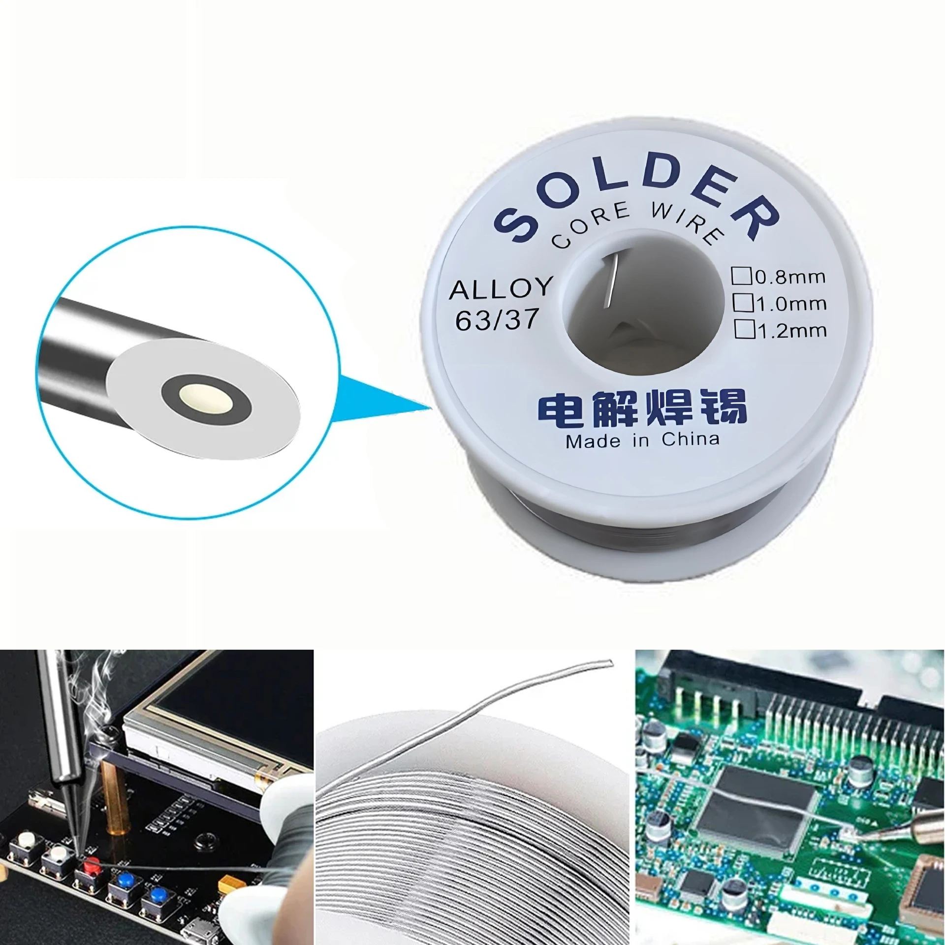 50g-200g Rosin Core Tin Solder Wire 63/37 Solder Wire Dia 0.8MM/1.0MM High Purity Fusible Tin Easy Melt Wire Circuit Repair - Image 4