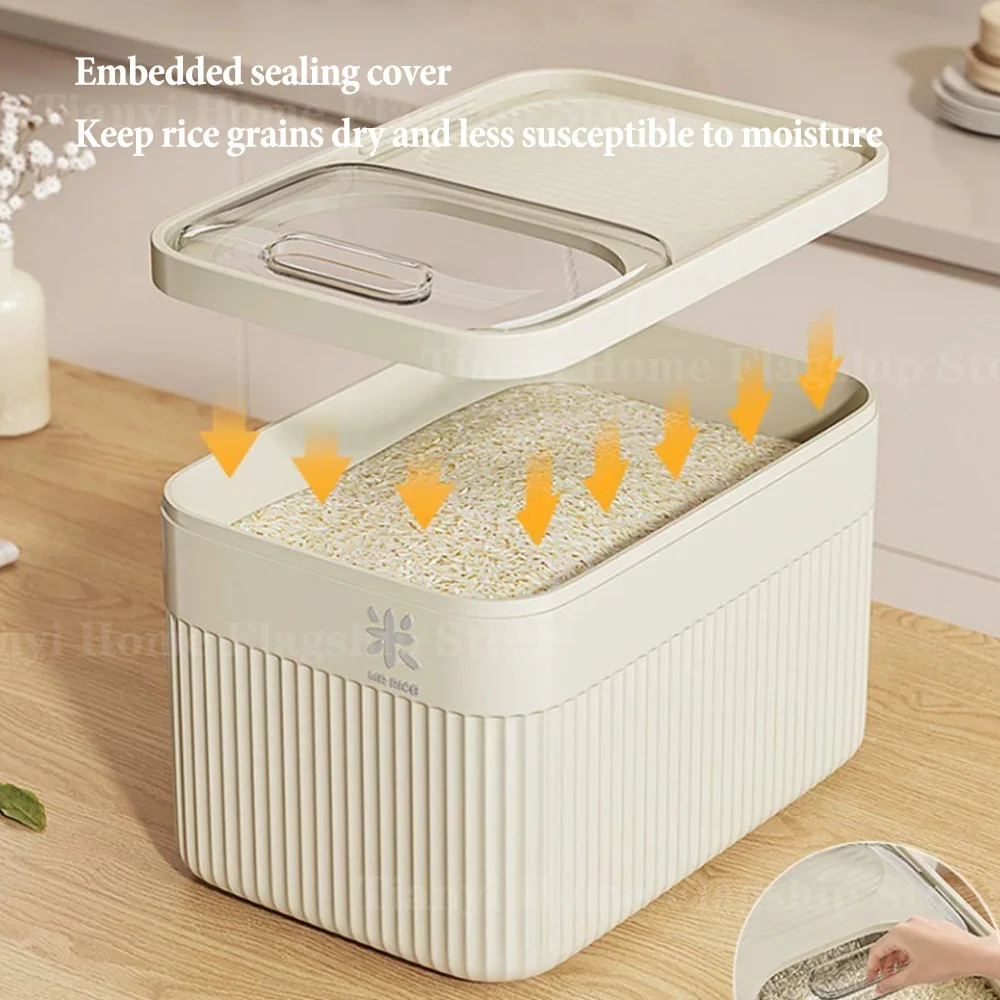 5/10/15KG Rice Storage Box Home with Lid Insect Proof Moisture Proof Rice Box Sealed Jar Kitchen Container Storing Dry Grain - Image 5