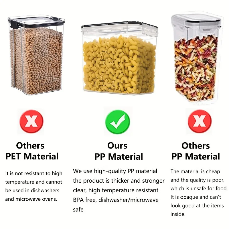 6Pcs Airtight Food Storage Containers Kitchen Pantry Storage Containers For Sugar, Flour And Baking Supplies Kitchen Accessories - Image 2