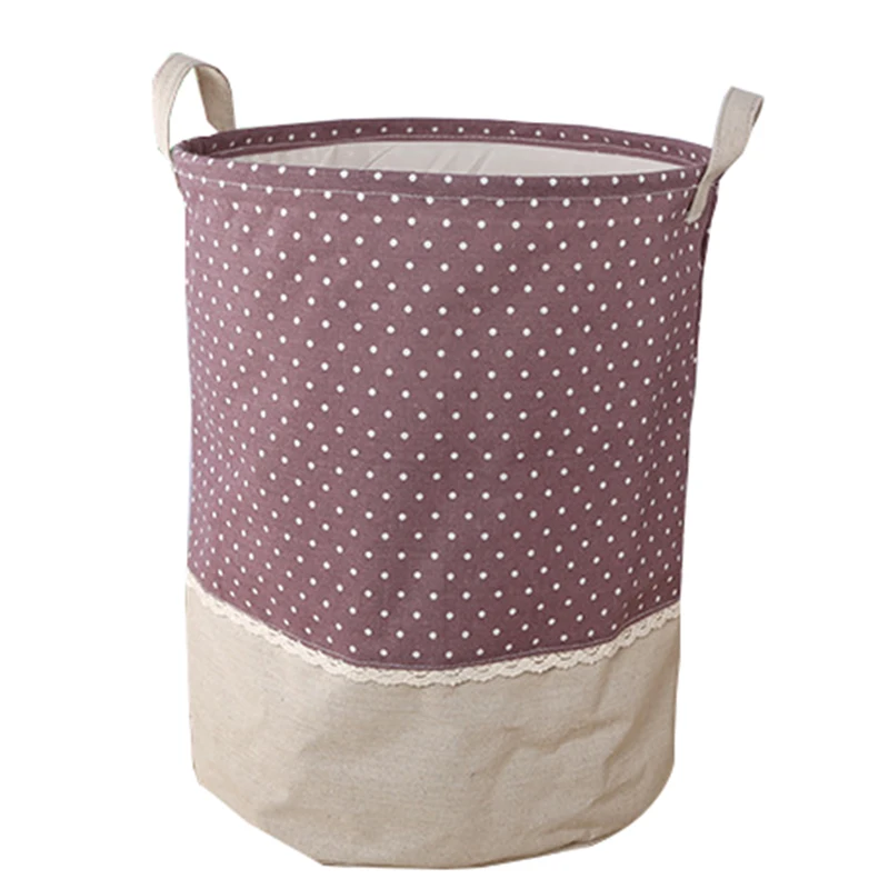 Zakka 3 Sizes The beam port Linen Multi-function Handle Stackable storage barrel Laundry basket Toy Storage box storage basket - Image 9