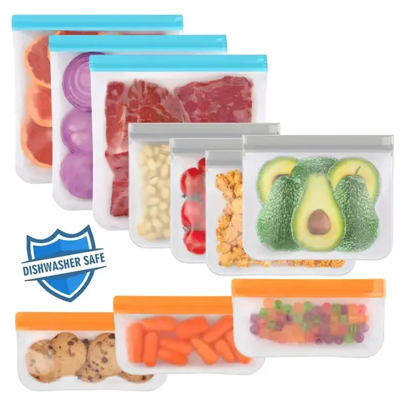 Thickened PEVA Food Bag Reusable Freezer Bag Food Storage Bags Ziplock Leakproof Fresh Snack Bag Food Grade Lunch Bag for Fridge - Image 9