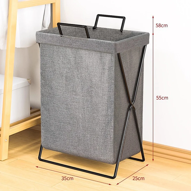 Foldable Fabric Laundry Hamper - Large Capacity Storage Basket with Metal Frame, for Bedroom, Bathroom & Home Organizing (Gray/B - Image 9