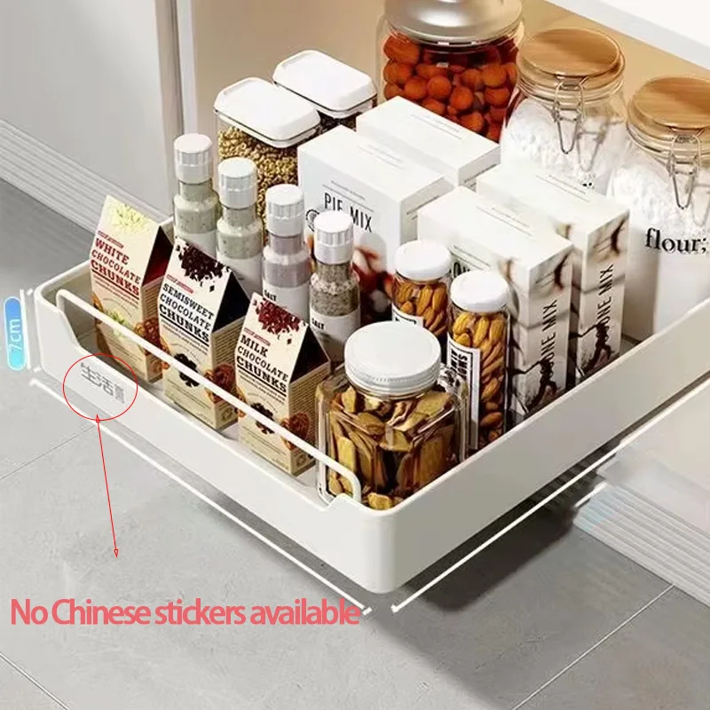 New Kitchen Storage Rack with Slide Rails Pull-out Kitchen Drawer Type Storage Tray Spice Box Storage Shelf Cabinets Organizer - Image 27