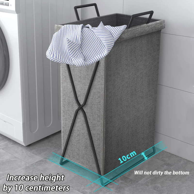 Foldable Fabric Laundry Hamper - Large Capacity Storage Basket with Metal Frame, for Bedroom, Bathroom & Home Organizing (Gray/B - Image 19