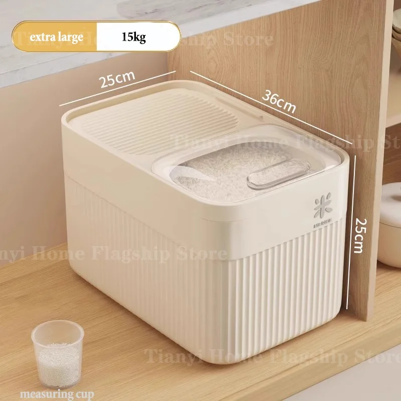 5/10/15KG Rice Storage Box Home with Lid Insect Proof Moisture Proof Rice Box Sealed Jar Kitchen Container Storing Dry Grain - Image 7