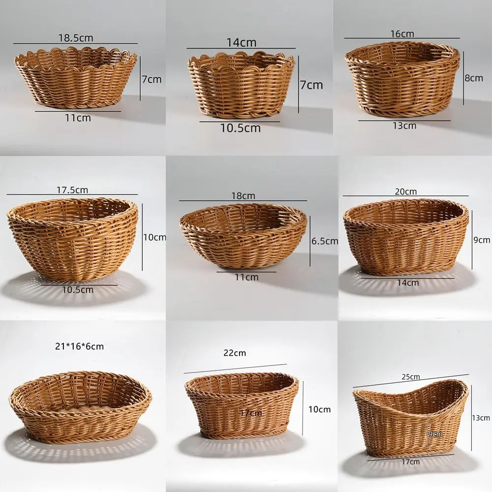 New Hardness Rattan Wicker Woven Serving Baskets Household 10 Styles Handwoven Bread Fruit Vegetables Basket Rattan Basket - Image 6