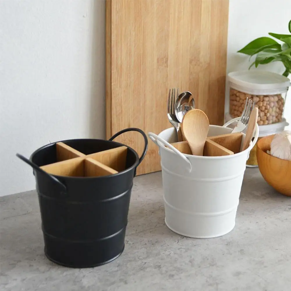 Separate Kitchenware Cooking Tool Storage Shelf Cutlery Organizer Bamboo Tableware Holder Spoon Stand Chopstick Holder - Image 2