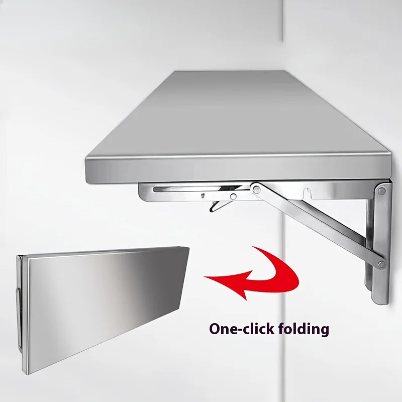 Stainless Steel Wall-Mounted Shelf - Foldable Space-Saving Design, Rust-Resistant & Easy To Clean, 4-Tier Kitchen Storage Rack - Image 3