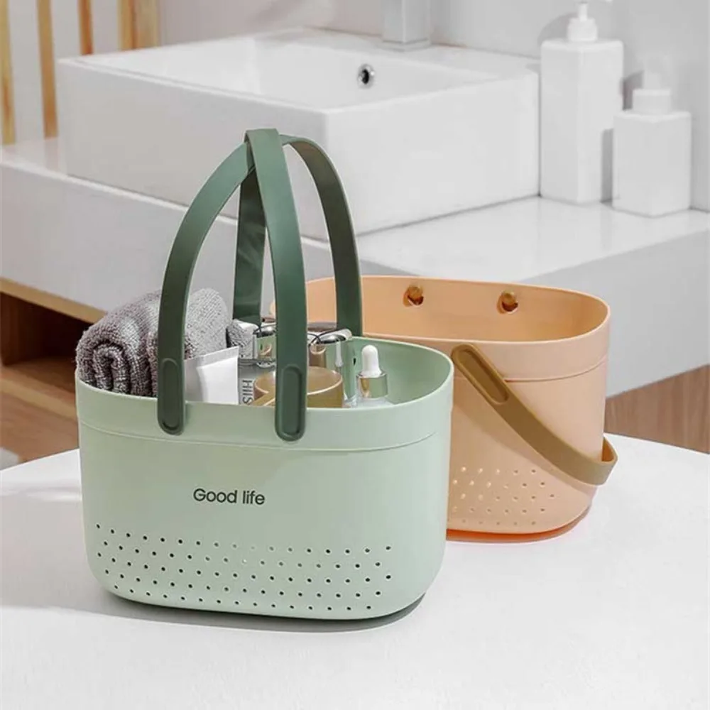 New Large Capacity Wash Basket Plastic Portable Bath Basket Silicone Handheld Space Saving Sundries Storage Basket - Image 12