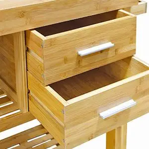 Home Aesthetics Rolling Kitchen Island Cart with Drawers Shelves, Butcher Block Food Prepping Cart Trolley on Wheels,Bamboo Wood - Image 10