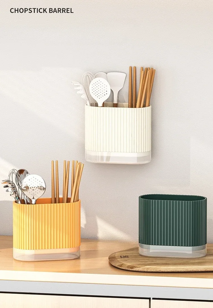 Household Kitchen Wall Mount Chopsticks Holder Drain Dry Utensil Organizer No Drill Kitchen Countertop Storage for Spoon Fork - Image 12