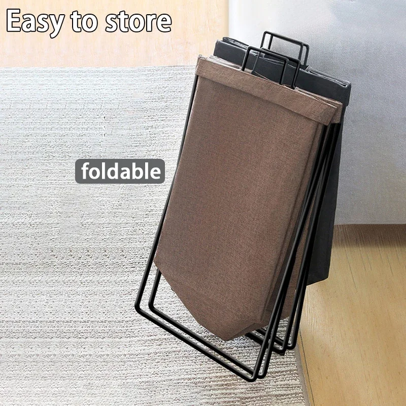 Foldable Fabric Laundry Hamper - Large Capacity Storage Basket with Metal Frame, for Bedroom, Bathroom & Home Organizing (Gray/B - Image 5