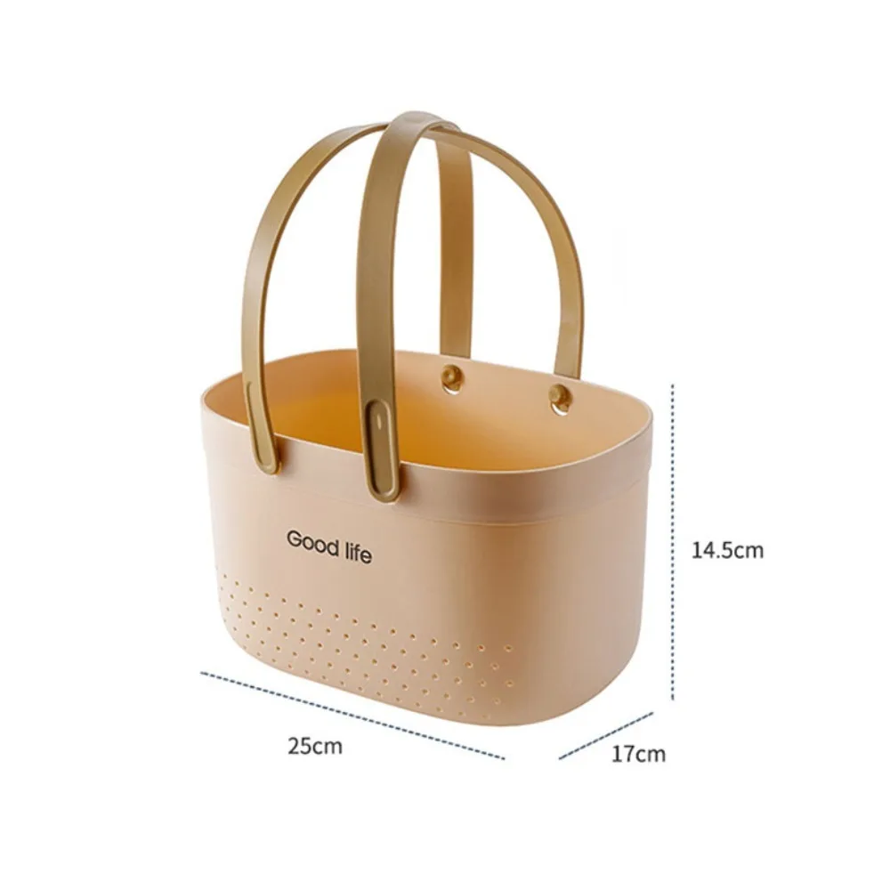 New Large Capacity Wash Basket Plastic Portable Bath Basket Silicone Handheld Space Saving Sundries Storage Basket - Image 6