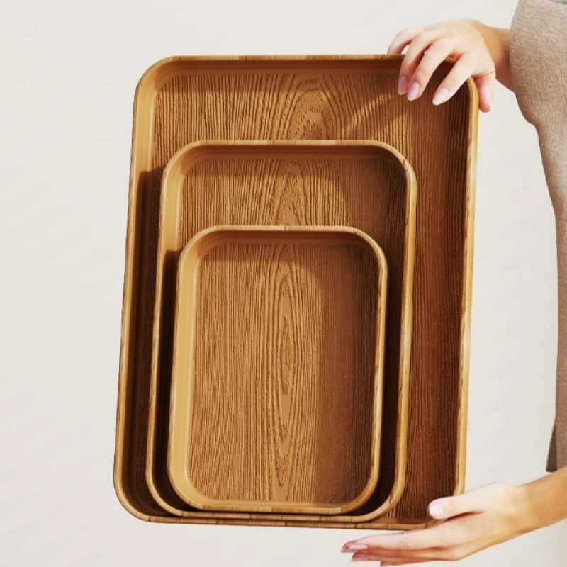 Extra-Thick Wood Grain Rectangular Serving Trays - Multi-Purpose Plates for Home Kitchen, Restaurant & Commercial Catering Use - Image 18