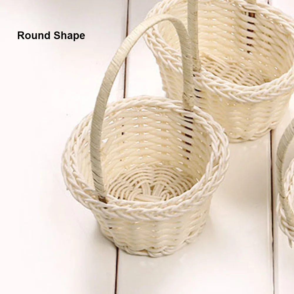 Beautiful Hand Made Flower Storage Basket Hand-Woven 3 Shapes Wicker Flower Basket Shopping Storage Hamper Basket - Image 7