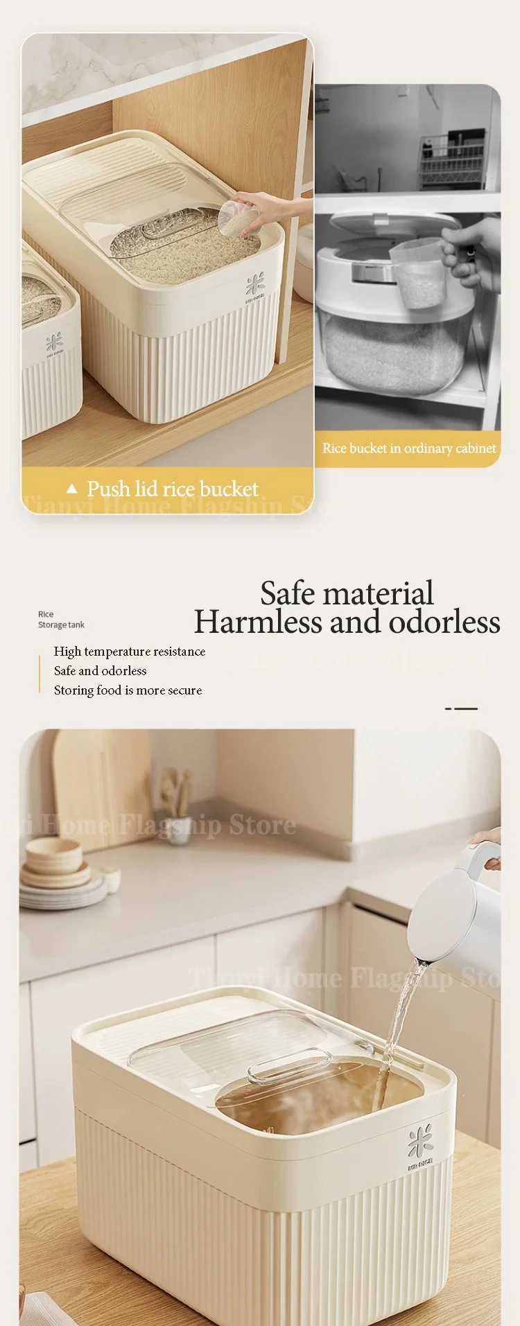 5/10/15KG Rice Storage Box Home with Lid Insect Proof Moisture Proof Rice Box Sealed Jar Kitchen Container Storing Dry Grain - Image 12
