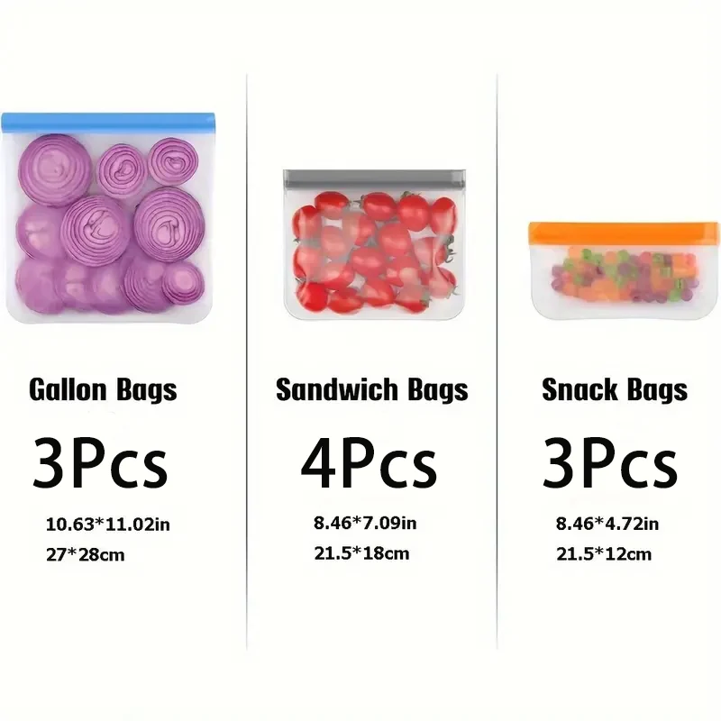 Thickened PEVA Food Bag Reusable Freezer Bag Food Storage Bags Ziplock Leakproof Fresh Snack Bag Food Grade Lunch Bag for Fridge - Image 7