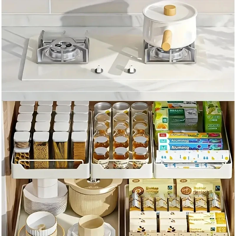 New Kitchen Storage Rack with Slide Rails Pull-out Kitchen Drawer Type Storage Tray Spice Box Storage Shelf Cabinets Organizer - Image 35