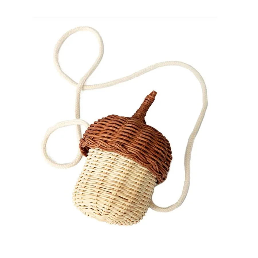 Rattan Woven Mushroom Basket Summer Portable Children Woven Bags Outdoor Vacation Picnic Baskets Kids Toy Sundries Organizer - Image 7