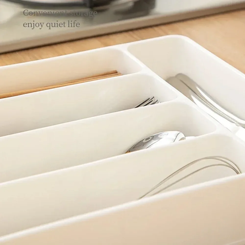 4/5 Compartment Cutlery Tray Rectangle Kitchen Drawer Organizer for Spoon Fork Separation Easy-Clean Home Storage Box decorative - Image 14