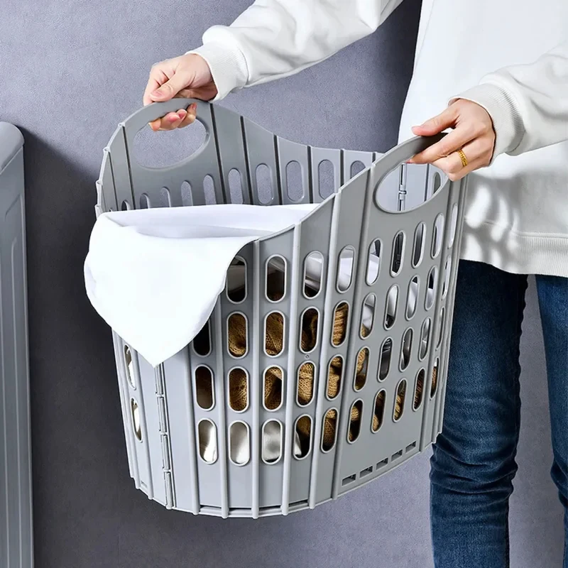1pc Collapsible Laundry Hamper, High Capacity Portable Fabric Basket, Space Saving Foldable Storage Bin for Bathroom Bedroom