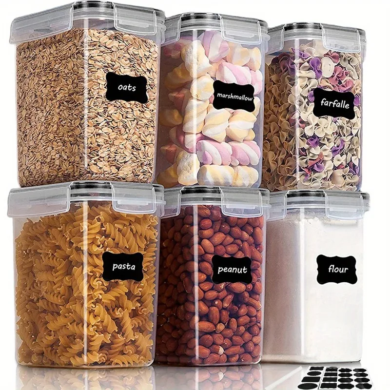6Pcs Airtight Food Storage Containers Kitchen Pantry Storage Containers For Sugar, Flour And Baking Supplies Kitchen Accessories - Image 5