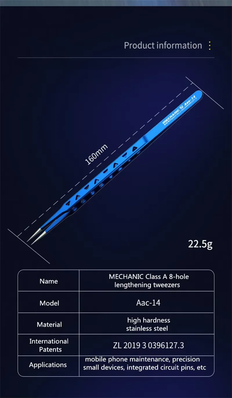 MECHANIC Aac-14/15 High Precision Stainless Steel Tweezers Hole Heat Dissipation for Phone Repair Flying Wire Spot Welding Clip - Image 22