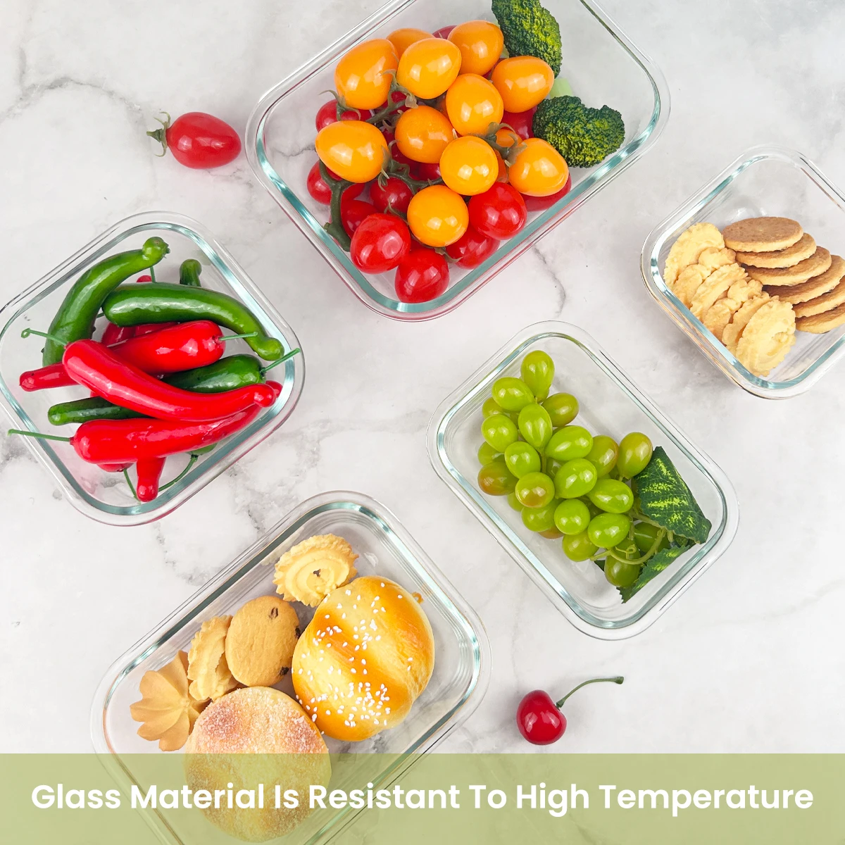 8pcs Glass Food Storage Containers Set Lunch Box Leakproof Airtight Microwave & Oven Safe Stackable Kitchen Organizers - Image 3