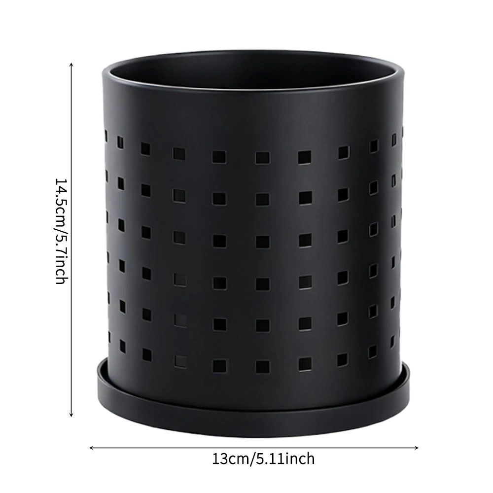 Black Stainless Steel Cutlery Holder - Large - Size Kitchen Storage Container for Knives, Forks & Chopsticks, Easy to Clean - Image 8