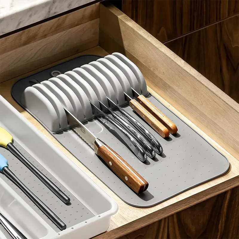 Large Knife Mat Non-Slip Drawer Knifes Organizer 5 Slots and 11 Slots Knives Holder Home Kitchen Organization - Image 9
