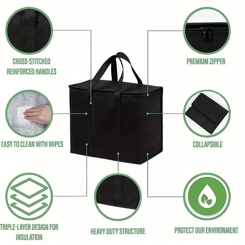 Large Insulated Storage Basket with Lid, Foldable Shopping Cooler Box, Multifunctional Portable Basket for Beach Holiday Party - Image 3