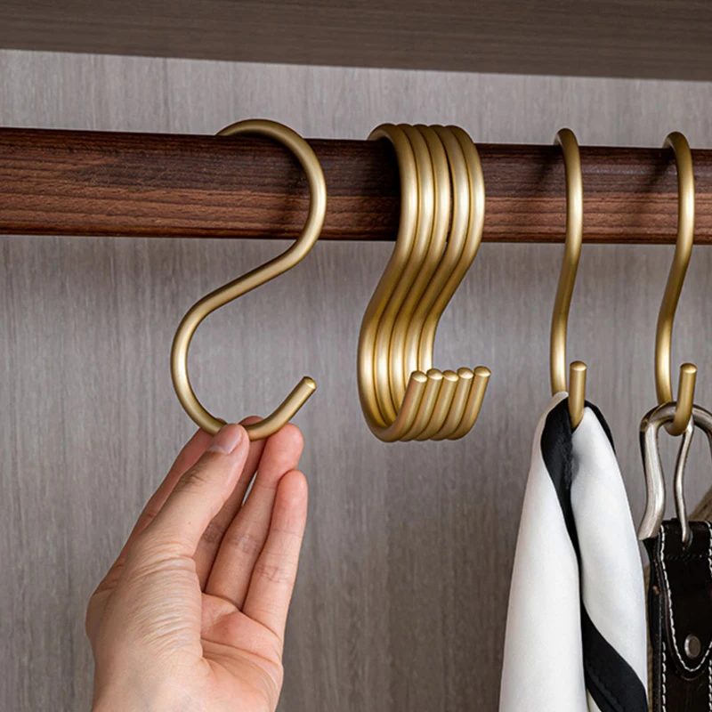 5pcs Aluminium Alloy S Shape Hooks Practical Kitchen Railing Hanger Hook Clasp Holder Hooks For Hanging Clothes Handbag Hooks