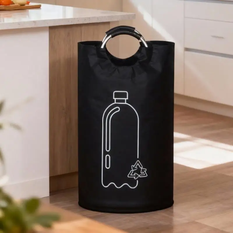 Big Space 82L Bottle Collection Basket with Comfortable Aluminum Handle, Folding Waste Bottle Storage, Recycling Bin. - Image 11