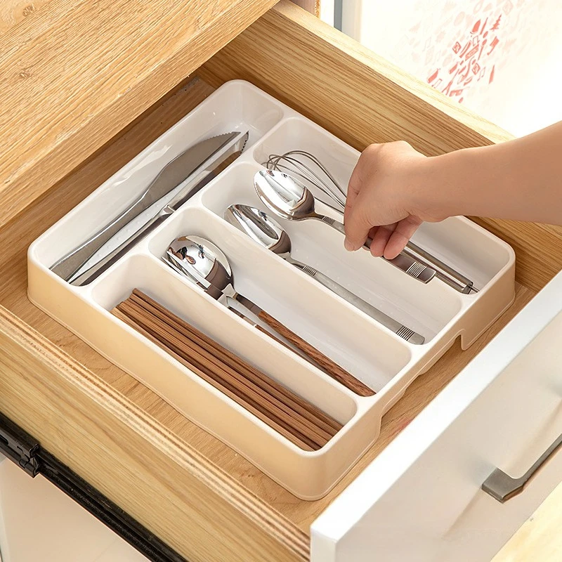 Kitchen Drawer Organizer Adjustable Divider Storage Box for Utensils Cutlery Knife Fork Spoon Chopsticks Cabinet Built In Tray - Image 2