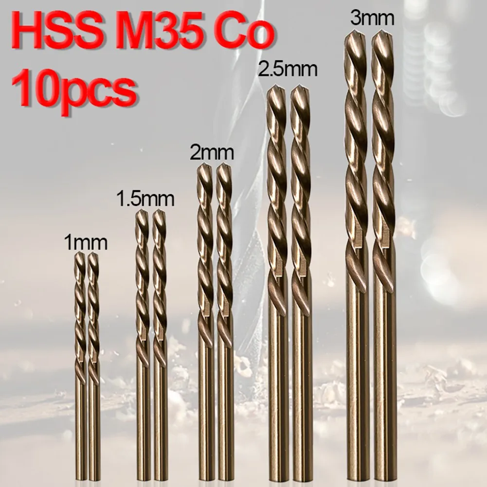 10pcs/set HSS M35 Cobalt Drill Bits 1-3mm for Metal/Stainless Steel - High-Speed Steel Cobalt Coated Drill Bits with Enhanced - Image 7