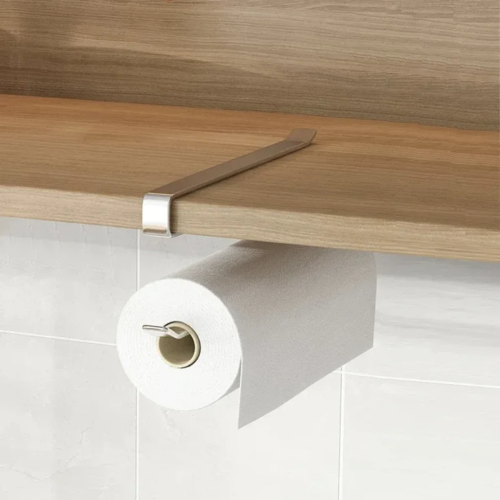No Punching Kitchen Paper Towel Holder Cabinet Hanger Wall Mounted Toilet Roll Storage Rack Bathroom Accessories - Image 6