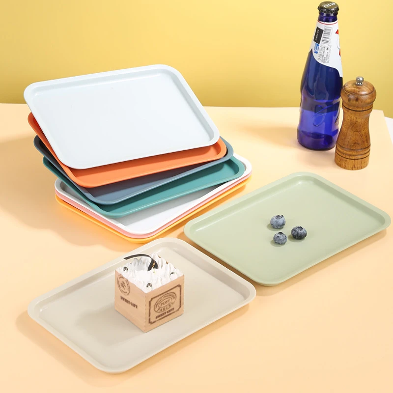 1pc Rectangular Pallet Nordic Multiple Colors Plastic Storage Tray Food Bread Pan Hotel Service Kitchen Fruit Dessert Tray - Image 2