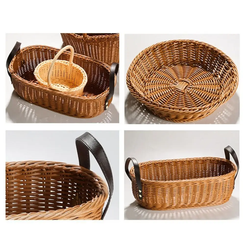 New Hardness Rattan Wicker Woven Serving Baskets Household 10 Styles Handwoven Bread Fruit Vegetables Basket Rattan Basket - Image 22