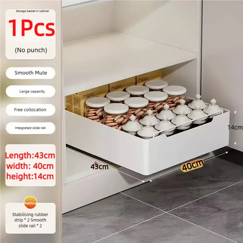 New Kitchen Storage Rack with Slide Rails Pull-out Kitchen Drawer Type Storage Tray Spice Box Storage Shelf Cabinets Organizer - Image 11