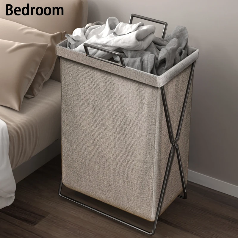 Foldable Fabric Laundry Hamper - Large Capacity Storage Basket with Metal Frame, for Bedroom, Bathroom & Home Organizing (Gray/B - Image 25