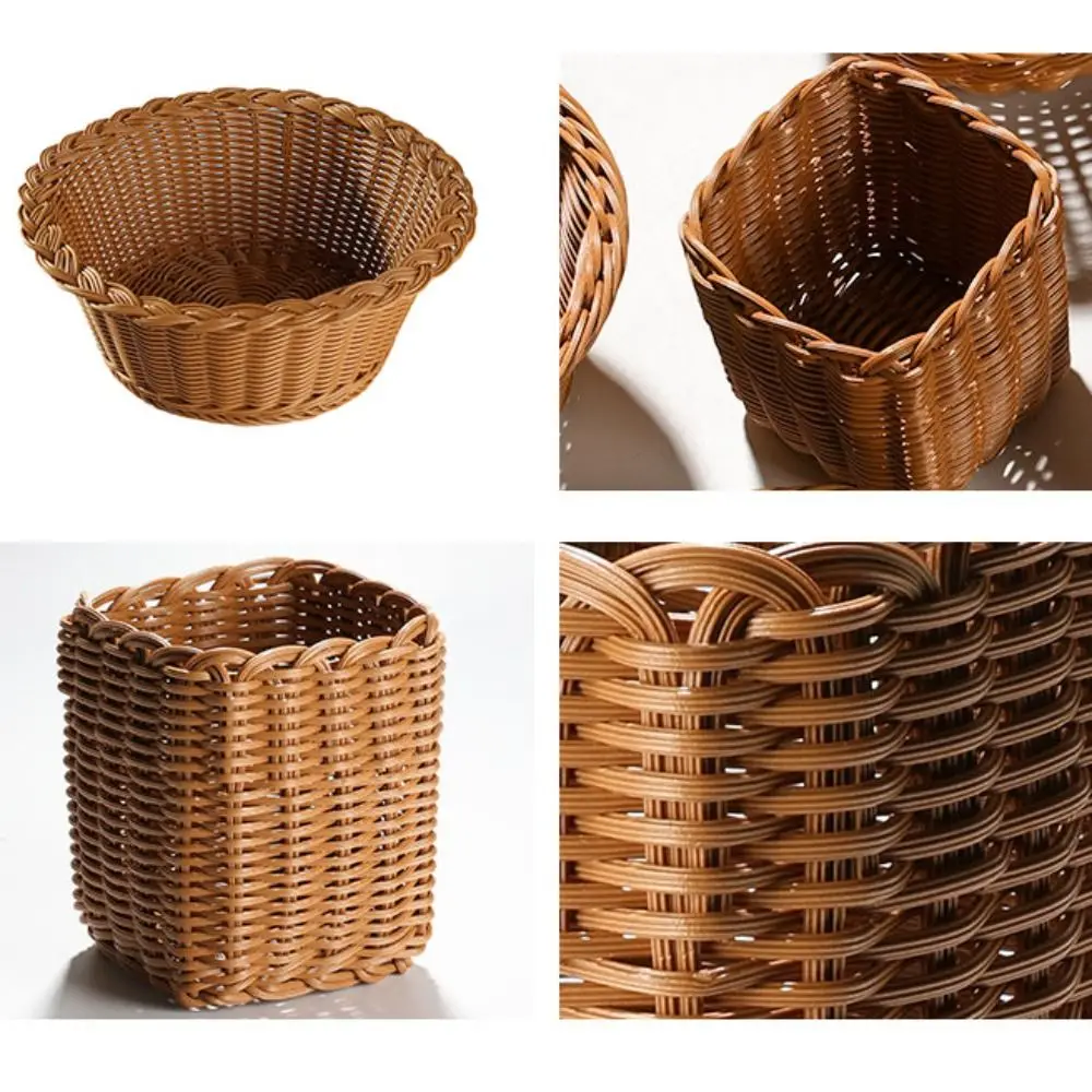 New Hardness Rattan Wicker Woven Serving Baskets Household 10 Styles Handwoven Bread Fruit Vegetables Basket Rattan Basket - Image 18