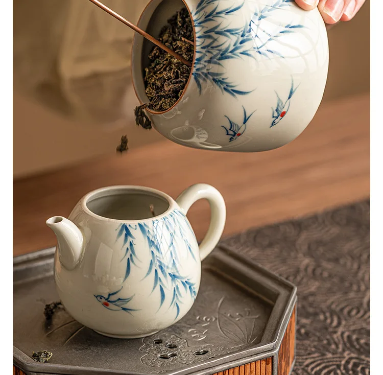 Warm Warbler, New Willow Grass Wood Grey Tea Sealed Ceramic Can High End Portable Small Moisture Proof Mini Storage Can - Image 23